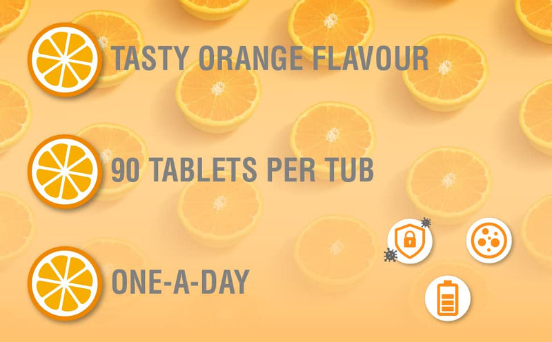 [Australia] - Vitamin C 1000mg Chewable by Club Vits - 90 Tablets - Supports Immune Health and Helps Fight Colds - Helps Reduce Tiredness and Fatigue 90 Count (Pack of 1) 
