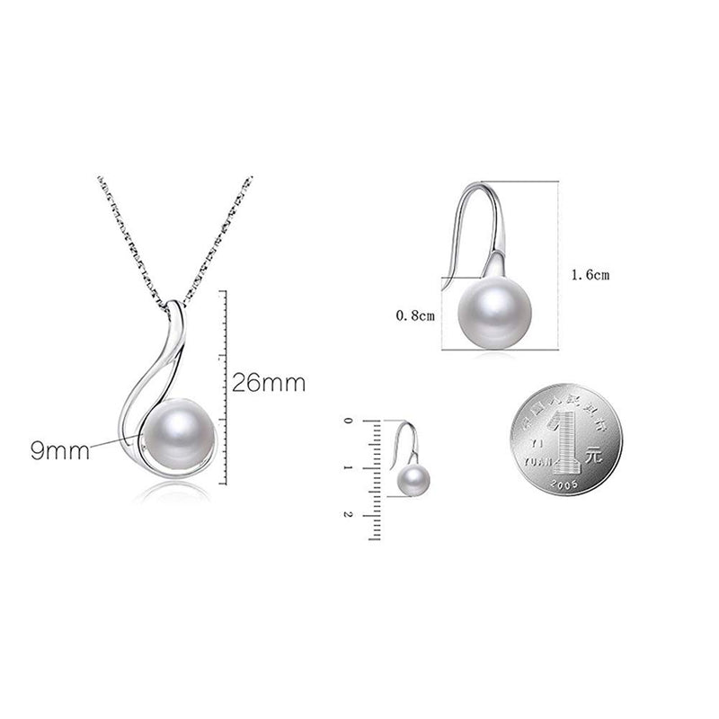 [Australia] - Nonnyl Sterling Silver Genuine Freshwater Cultured Pearl Jewelry Necklace Earrings Set for Women 