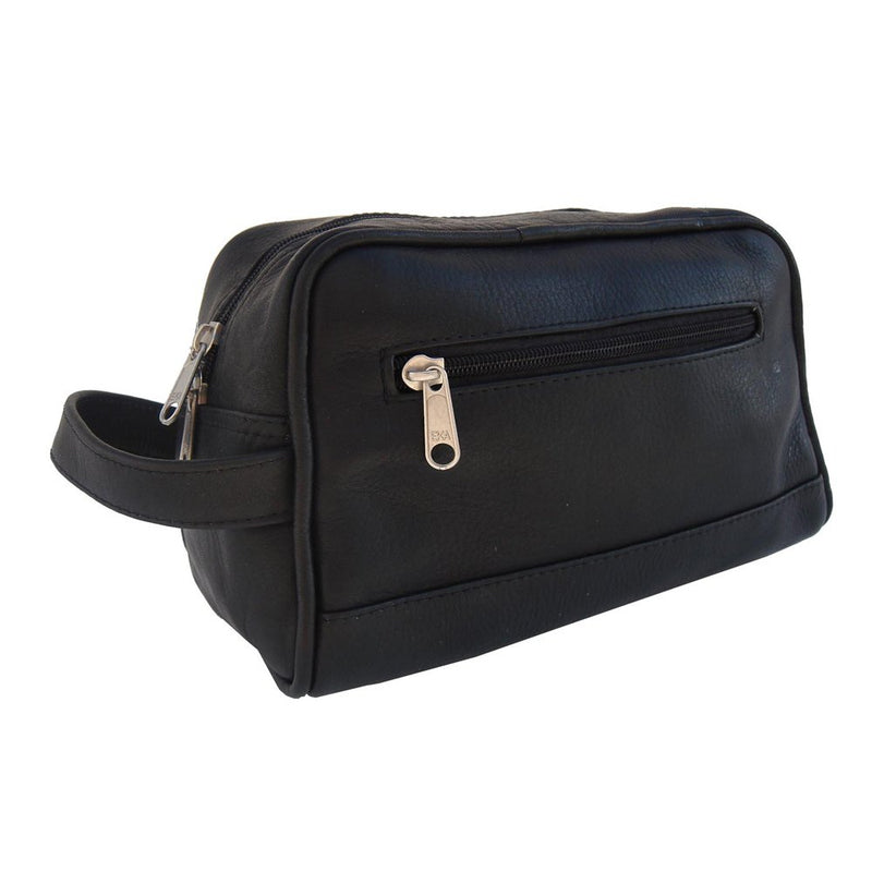 [Australia] - Piel Leather Top Zip Toiletry Kit, Black, One Size 