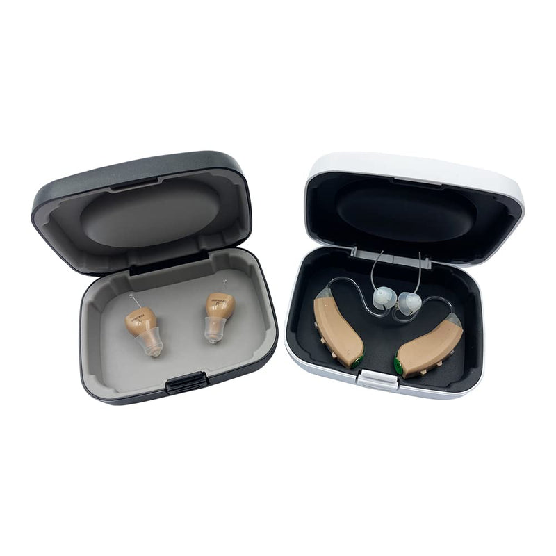 [Australia] - Hearing Aid Case Portable Protective Premium Texture Storage Case for BTE CIC IIC ITE Durable and Durable (White) 