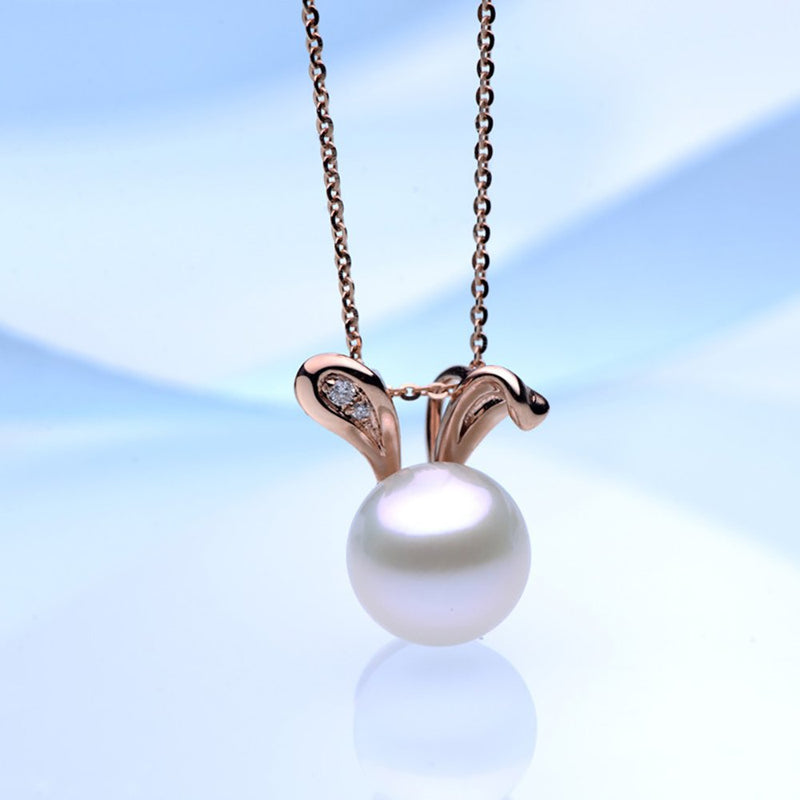 [Australia] - Freshwater Cultured Pearls Cute Animal Rabbit Pendant Delicate Jewelry S925 Sterling Silver Necklace Easter Valentine's Day Christmas for Girls Women - Rose Gold 