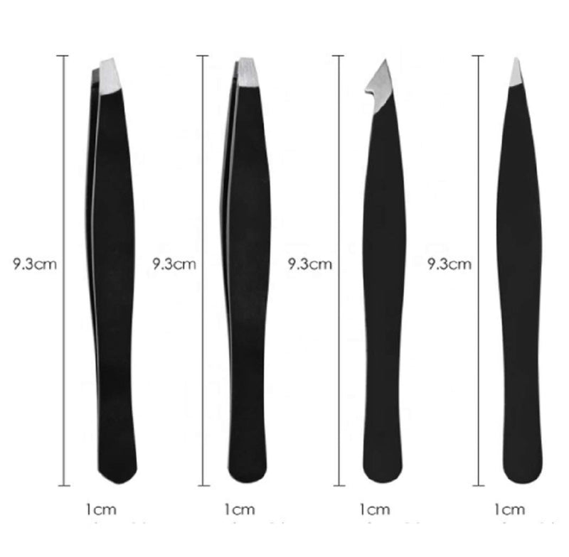 [Australia] - ActivePur, 4 Pcs Tweezers Set Precision for Facial Hair, Ingrown Hair, Splinter for Eyebrows Blackhead and Tick Remover, Best Professional Stainless Steel Seller Hair Remover Tweezer Set w/PU Bag. 