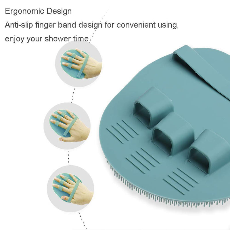 [Australia] - 1 Pack Soft Silicone Shower Brush Body Wash Bath Exfoliating Skin Massage Scrubber, Dry Skin Brushing Glove Loofah, Fit for Sensitive and All Kinds of Skin(Eucalyptus Green) #1 GREEN 