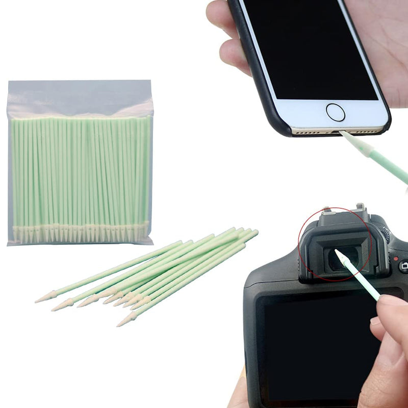 [Australia] - 100 PCS Green High-density Foam Cleaning Swab Sticks Lint Free Pointed Sponge Tip Swab for Small Hole and Hard-to-Reach Area 