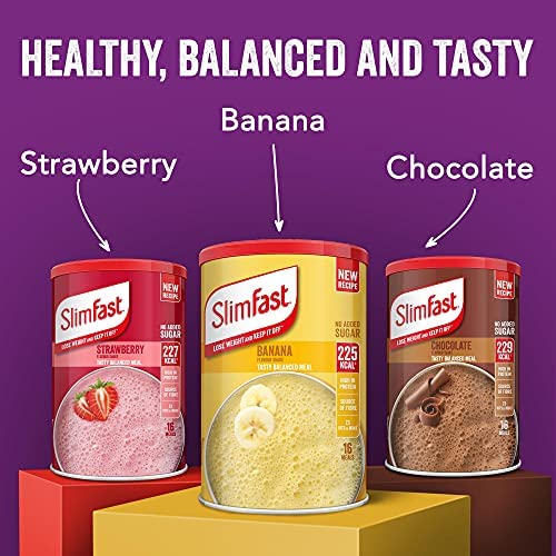 [Australia] - SlimFast Balanced Meal Shake, Healthy Shake for Balanced Diet Plan with Vitamins and Minerals, High in Fibre, Banana Flavour, 16 Servings, 584 g (Pack of 1) 