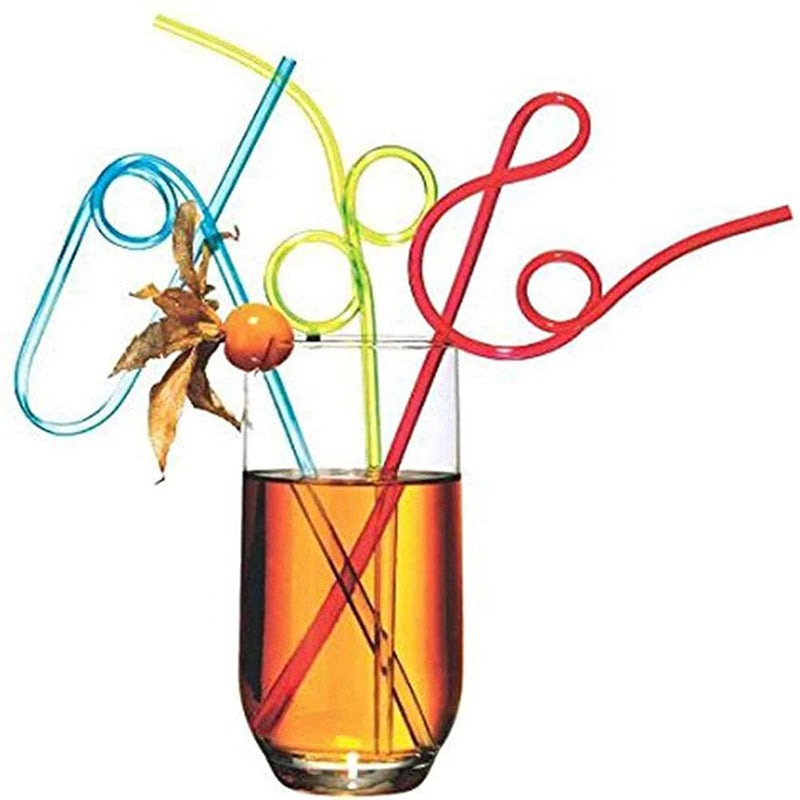 [Australia] - 20 Pcs Colorful Reusable Drinking Straws Curly Straws Crazy Straws for Kids/Adults/Home/Party (Colors and Styles are Sent Randomly) 