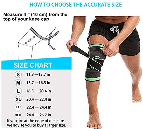[Australia] - NuCamper Knee Brace for Arthritis Pain,Adjustable Compression Sleeve for Men Women Pain Relief，Knee Support for Injury Recovery, Meniscus Tear,Runing,Sports,Workout Green Large 