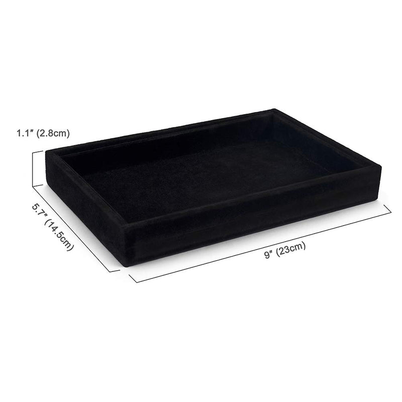 [Australia] - VALYRIA Velvet Empty Ring Earrings Tray Box Showcase Display Jewelry Organizer (Black) Black 