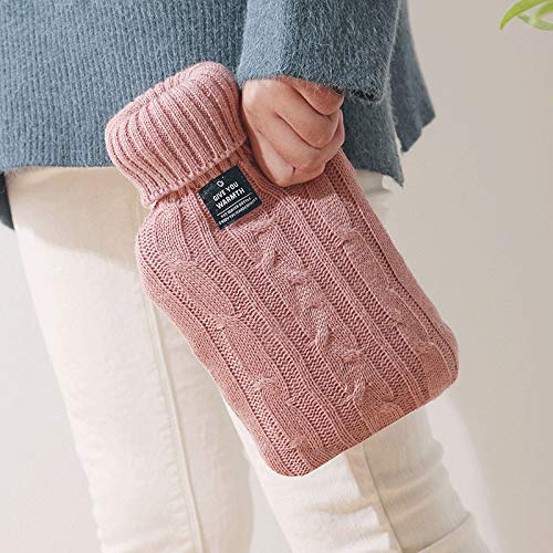 [Australia] - OliviaLiving Hot Water Bag Hot Water Bottle 2 Liters Heat Up and Refreezable Hot Cold Pack with Knit Cover for Pain Relief Hot Cold Therapy Pea Green 