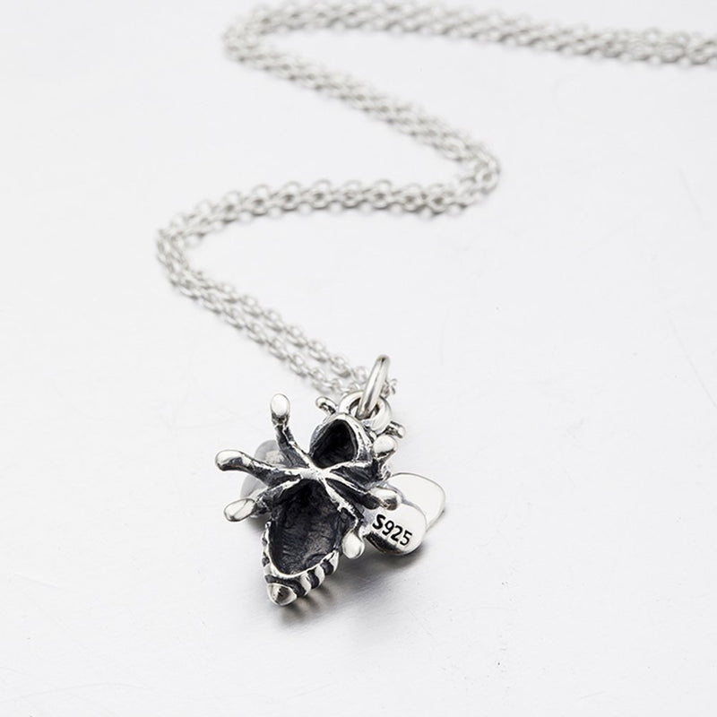 [Australia] - YFN Bee Necklace Sterling Silver Bumble Bee Queen Bee Bumblebee Honeycomb Pendant Necklace 