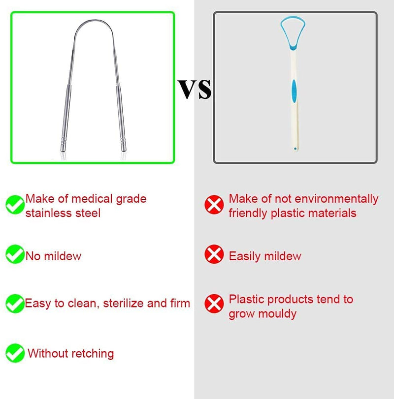 [Australia] - JOX Tongue Scraper Naturally Anti-Microbial - 100% Stainless Steel Tongue scrapers Tongue Care Tool Best Metal Tongue Cleaner and Bad Breath for Adults Oral Hygiene Includes 1 Cotton Bag (2) 2 