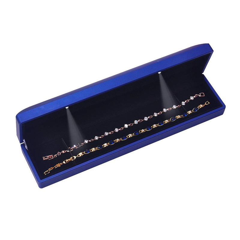 [Australia] - iSuperb LED Light Necklace Chain Bracelet Display Case Storage Blue Jewelry Gift Box Led Bracelet Chain Box 