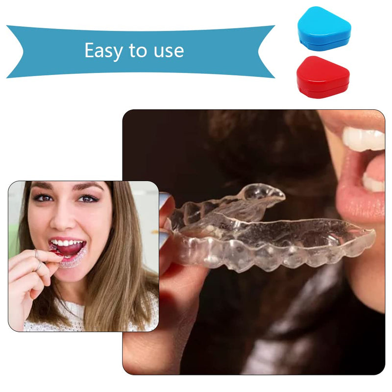 [Australia] - Pack of 2 Retainer Cases Retainer Containers with Vent Holes Orthodontic Dental Retainer Boxes for Denture Invisalign Braces Mouth Guard (Red, Blue) 
