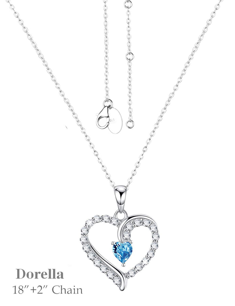 [Australia] - Blue Aquamarine Jewelry for Women Teen Girls Birthday Gifts Necklace for Mom Wife Sterling Silver Love Heart Jewelry Love Heart Blue Aquamarine Fine Jewelry 