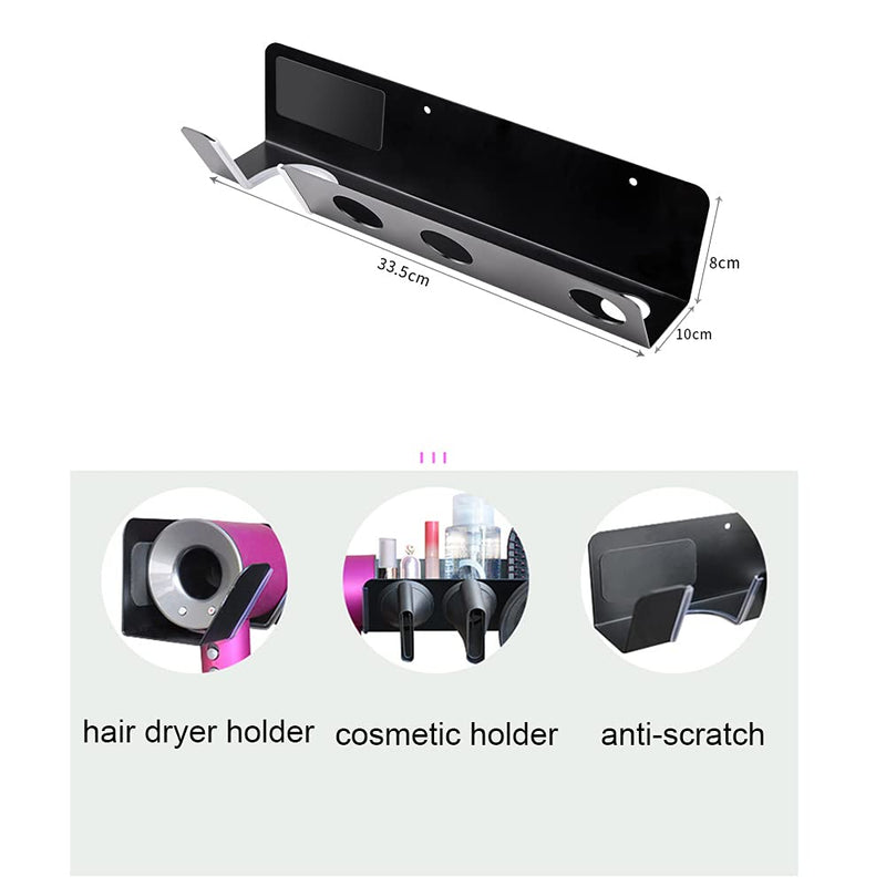 [Australia] - Hosoncovy Hairdryer Wall Mount Holder Stand Blow Dryer Rack Hook Organizer for Dyson Supersonic Hair Dryer (Black) Black 