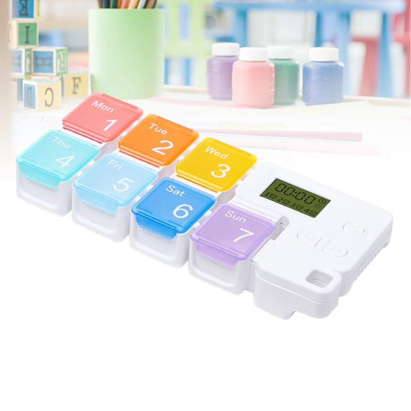 [Australia] - SUPVOX Pill Case Reminder Smart Digital Alarm Pill Box 7 Compartments Medicine Case Organizer for Travel School Office Older Without Battery (Rainbow) 