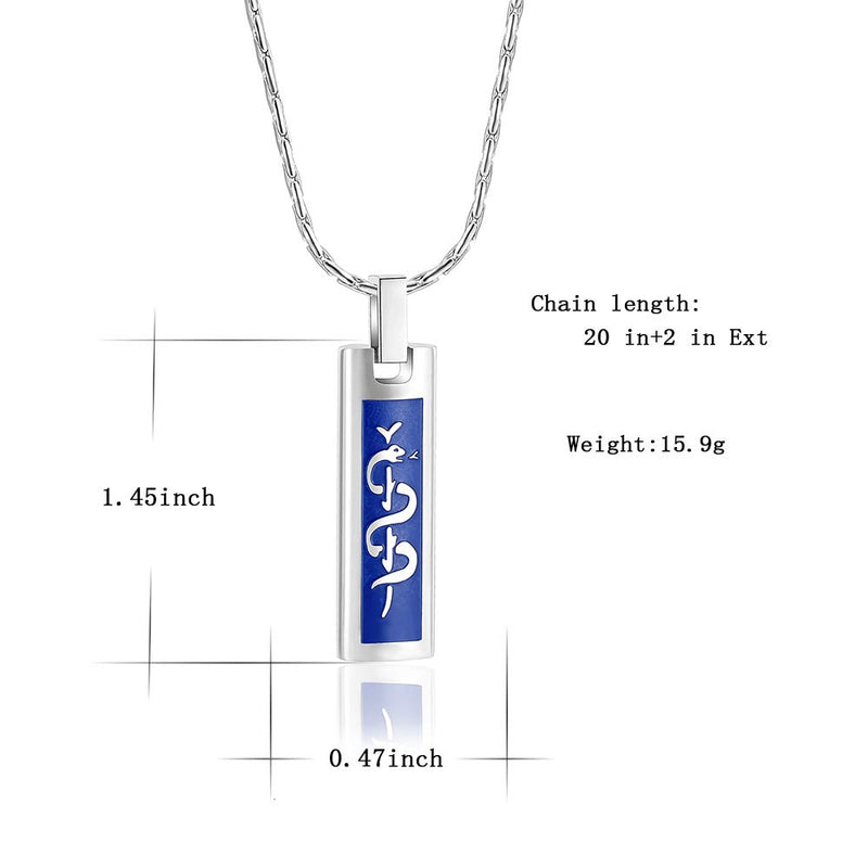 [Australia] - constantlife Cremation Necklace Cremation Jewelry 30mm Lord's Prayer Stainless Steel Polished Cube Cremation Pendant Memorial Ashes Keepsake Urn Necklace Ambulance Logo-Blue 