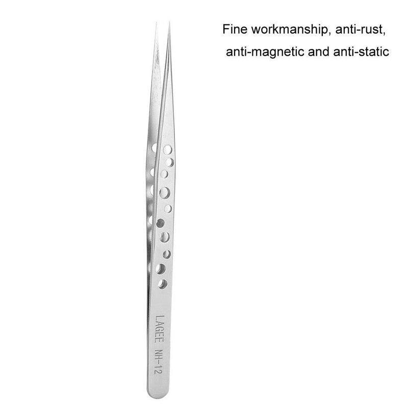 [Australia] - Stainless Steel Point Tweezer for False Eyelashes, Antistatic Tweezer Kit Eyelash Extensions Straight Tweezers for Splinters, Ticks & Glass Removal Best for Eyebrow Hair, Facial Hair Removal NH-12 