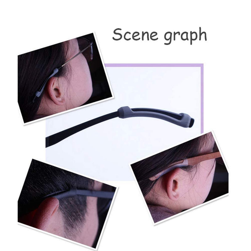 [Australia] - 4 Pairs Anti-Slip Glasses Hooks, Silicone Glasses Temple Tip Holders Ear Grip Hooks Eyeglasses Retainers Comfortable Ear Pads for Sunglasses Glasses Eyeglass Leg(Black/Gray/Transparent/Brown) 