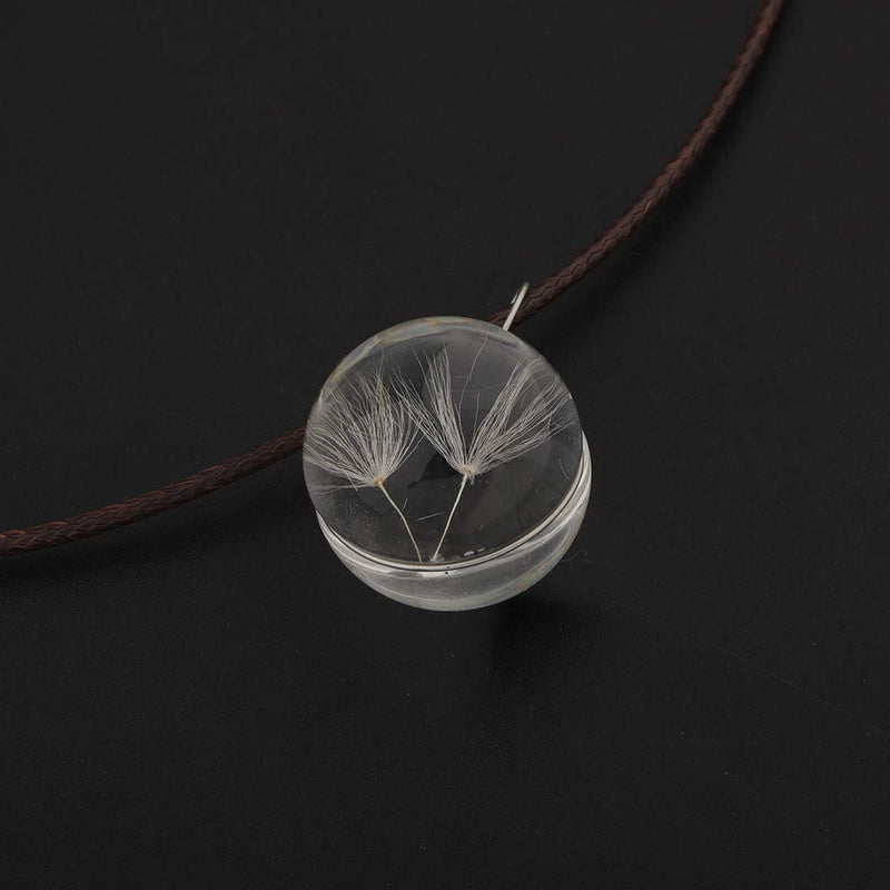 [Australia] - CHOORO Dandelion Necklace Real Dandelion Seed Inlaying Crystal Ball Necklace Dried Pressed Flower Pendant Necklace Flower Lovers Gift dandelion seed necklace-2 