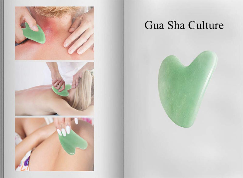 [Australia] - Gua Sha Facial Tool - Nature Jade Stone Guasha Massage Tool - Nature Jade Stone for Scraping Facial and SPA Acupuncture Therapy - Heart Shape Jade Trigger Point Treatment on Face (Jade) Green 