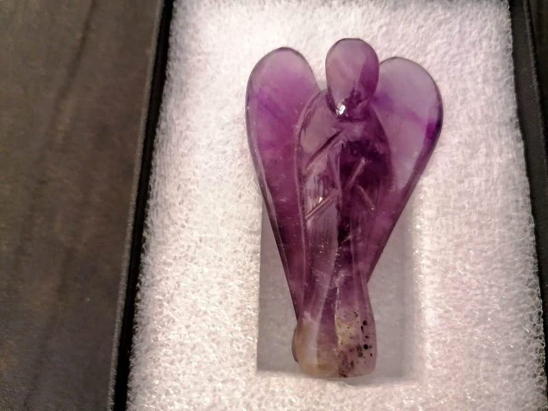 [Australia] - Amethyst Guardian Angel Hand Carved 2 Inch Crystal Pocket Natural Gemstone Statue Mini Figurine Ornament Decoration, Reiki Healing Spiritual Stones 