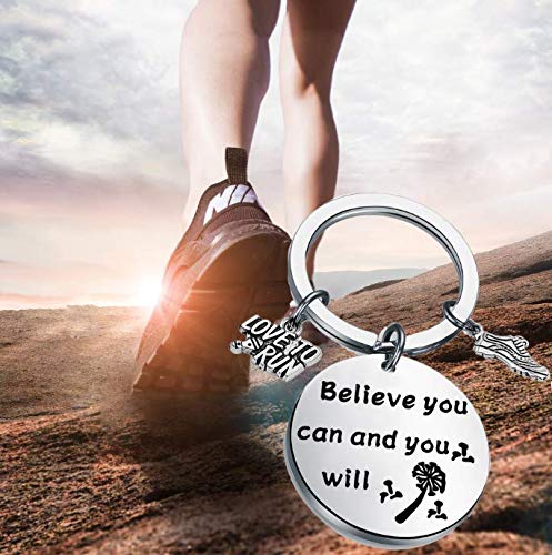 [Australia] - FUSTMW Running Gift Runner Keychain Cross Country Track Marathon Jewelry Gifts Believe You Can and You Will silver 