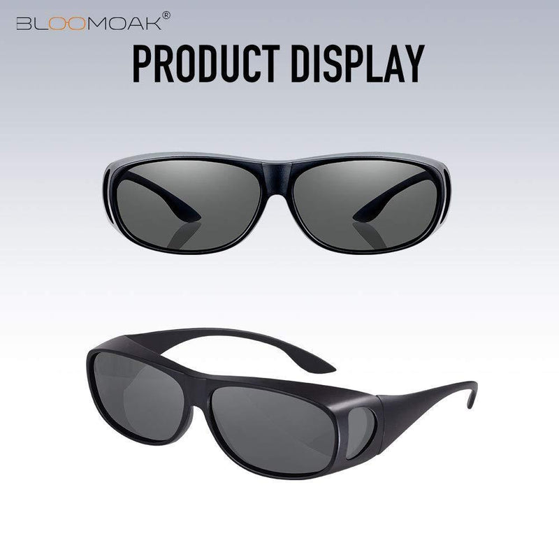 [Australia] - Polarized Over Glasses Anti-Glare UV 400 Protection for Men Women - Wrap Around Sunglasses/Fit-Over Prescription - Suit for Driving/Fishing/Golf Grey 