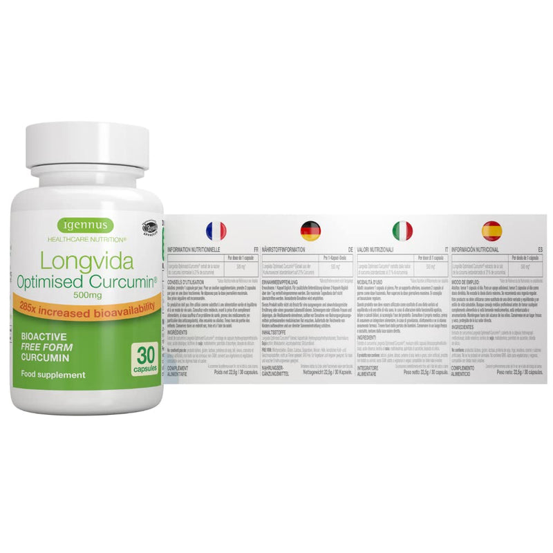 [Australia] - Longvida Optimised Curcumin, 285x Increased bioavailability, Sustained Action, Vegan, 30 Capsules 