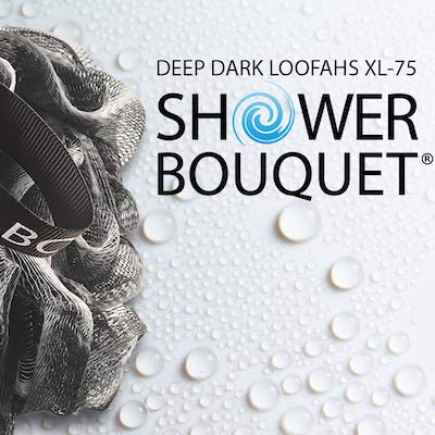 [Australia] - Loofah Charcoal Bath Sponge XL 75g Set by Shower Bouquet: 4 Pack, Extra Large Mesh Pouf Soft Scrubber for Men and Women - Exfoliate with Big Black & White Gentle Cleanse in Beauty Bathing Accessories 