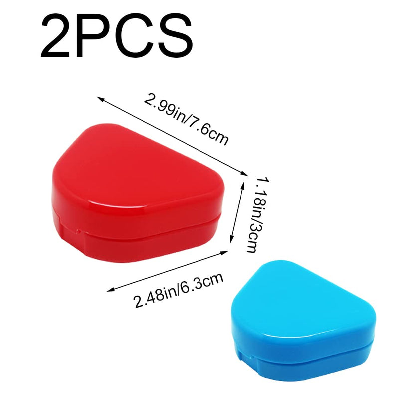 [Australia] - TAORANJU 2 Pcs Retainer Cases Denture Box Orthodontic Dental Retainer Boxes with Air Vent Holes Braces Storage Boxes for Mouth Guard Teeth Braces (Red, Blue) 
