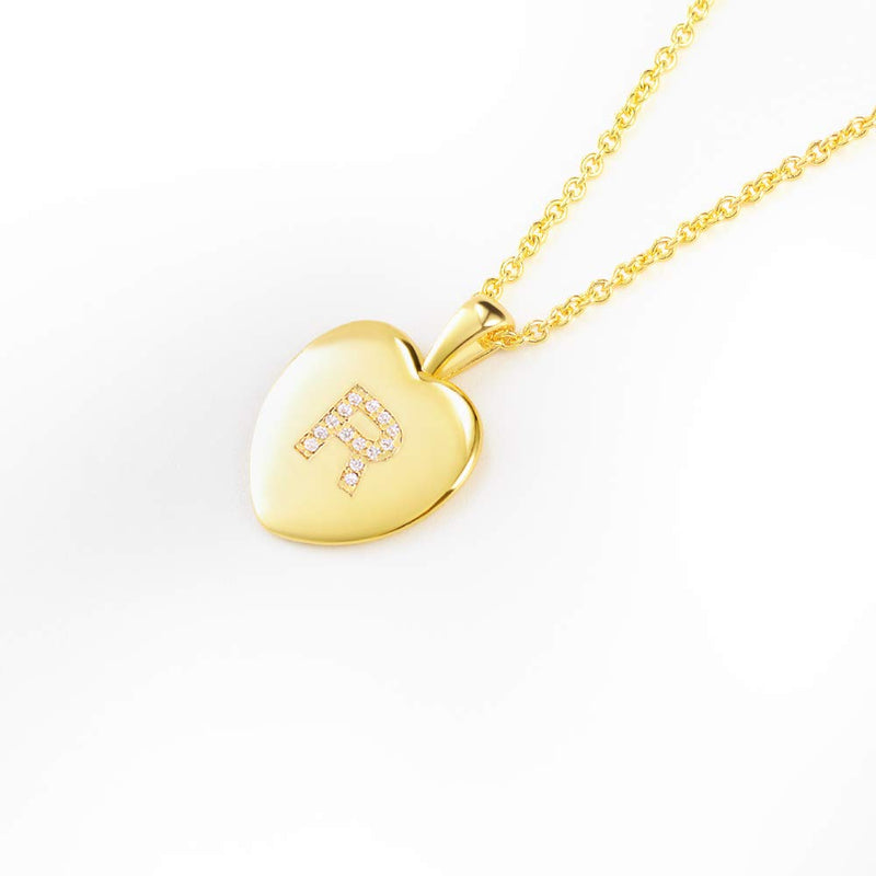 [Australia] - MANVEN Heart Initial Pendant Necklace Stainless Steel for Women Little Girls with Adjustable 16.5+2 Inch Gold-R-Running to the future with you 