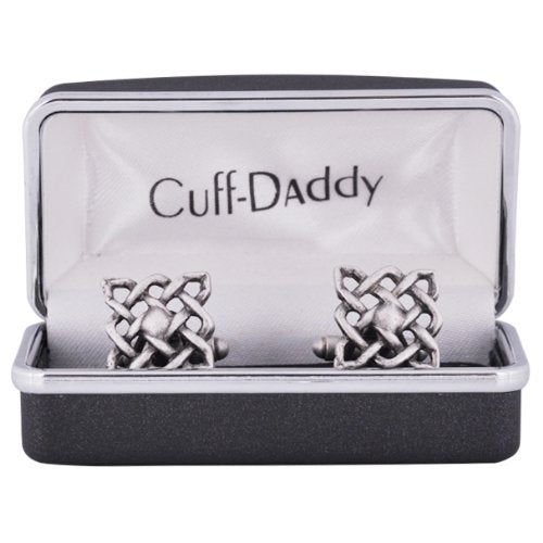 [Australia] - Cuff-Daddy Celtic Square Knot Cufflinks in Oxidized Silver with Presentation Box 