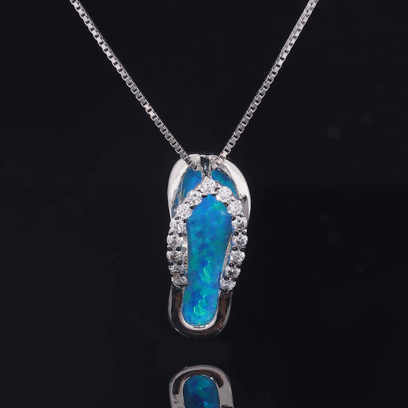 [Australia] - CiNily Opal Necklace White Gold Plated or Rose Gold Plated Opal Pendant Necklace Jewelry Gifts for Women Gemstone Necklaces shoe necklace-blue 