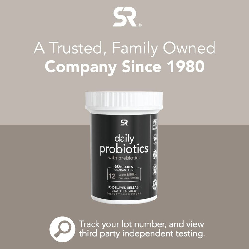 [Australia] - Daily Probiotics with Prebiotics for Women & Men | Probiotic Blend with 60 Billion CFU at Expiration, Non-GMO Verified & Vegan Certified (30 Delayed-Release Veggie Capsules) 