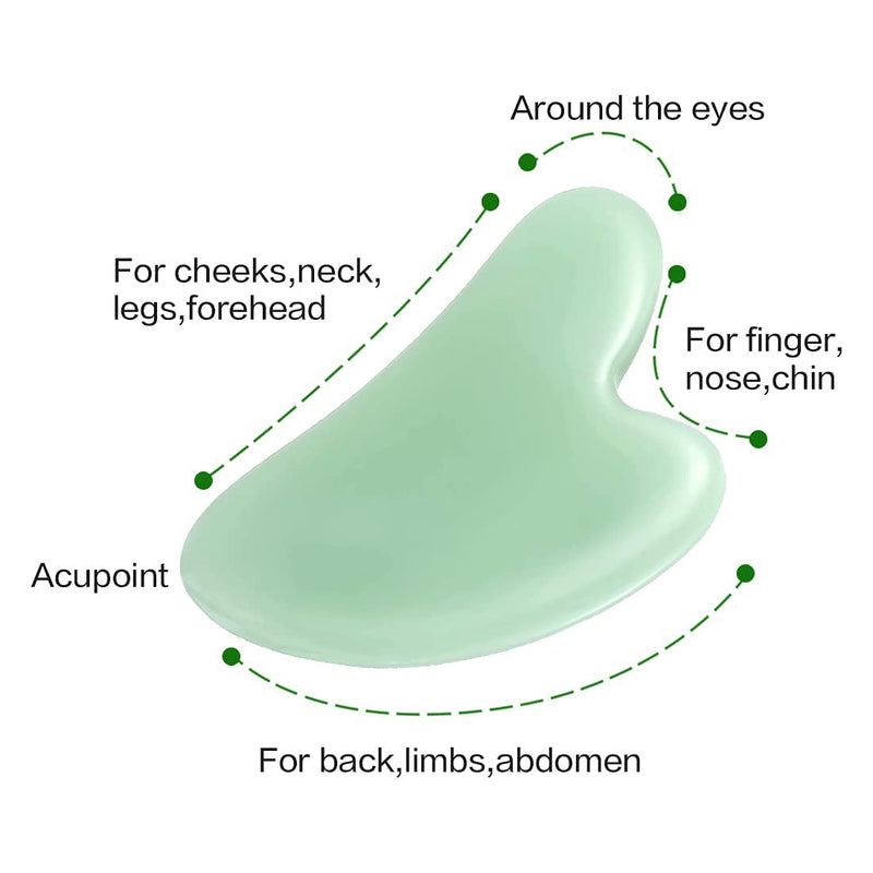 [Australia] - Gua Sha Tool, Jade Stone Guasha Massage Tool for Scraping Facial and SPA, Gua Sha Stone Facial Gua Sha Tools Gua Sha Scraper for Slimmer Face and Contouring Green (Green) 