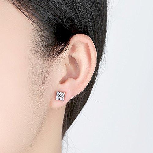 [Australia] - Gulicx 3-7mm 925 Sterling Sliver Stud Earring for Women, White Gold Plated Square CZ Cubic Zirconia Simulated Diamond Sparkly Unisex Cartilage Stud Earrings, Gift for Women Men Girls Teens silver(7mm) 