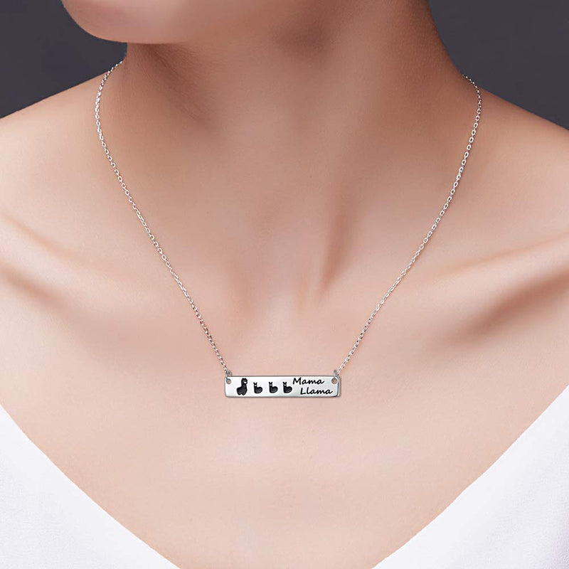 [Australia] - Sterling Silver Mama Llama Mother Child Animal Necklace Gifts for Mom Grandma 