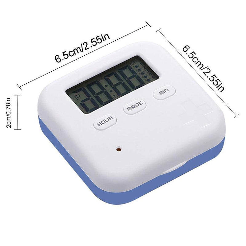 [Australia] - Hanguang Pill Box, 4 Compartment Intelligent Sealed Alarm Pill Box, Mini Portable Electronic Pill Timer-Reminder-Dispenser with Digital Screen for Vitamins, Cod Liver Oil, Supplements and Medication Blue 