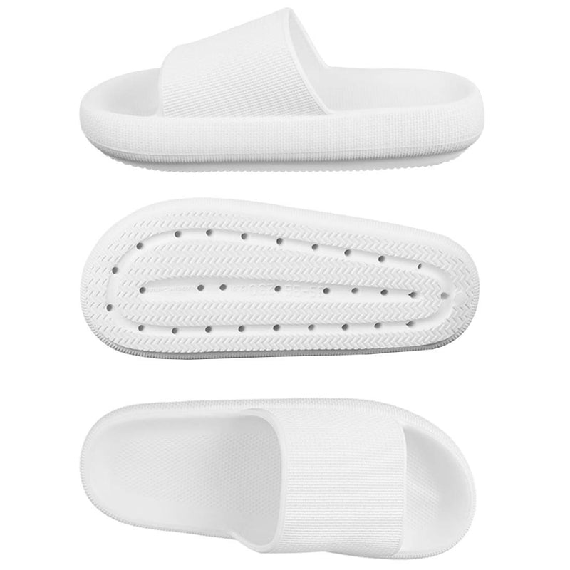 [Australia] - Menore Slippers for Women and Men Quick Drying, EVA Open Toe Soft Slippers, Non-Slip Soft Shower Spa Bath Pool Gym House Sandals for Indoor & Outdoor 4.5-5 Women/3.5-4 Men White 