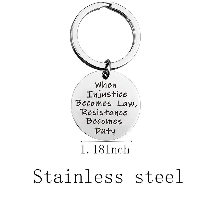 [Australia] - LQRI Lawyer Keychain Feminist Jewelry When Injustice Becomes Law Resistance Becomes Duty Keychain Future Lawyer Gift Law School Graduation Gift sliver 