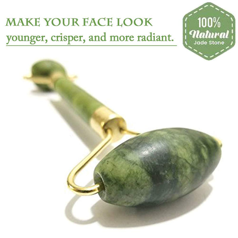 [Australia] - Ocim Jade Roller,Anti-aging 100% Natural Facial Jade Stone for Face and Eyes Massager-Rejuvenate Skin & Remove Wrinkles 