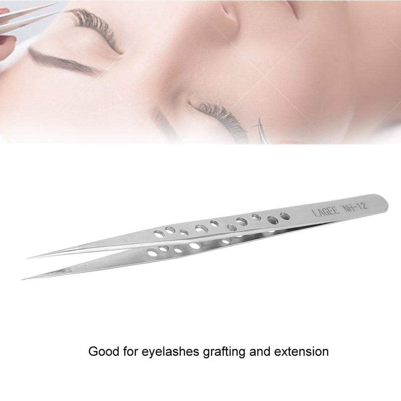 [Australia] - Stainless Steel Point Tweezer for False Eyelashes, Antistatic Tweezer Kit Eyelash Extensions Straight Tweezers for Splinters, Ticks & Glass Removal Best for Eyebrow Hair, Facial Hair Removal NH-12 