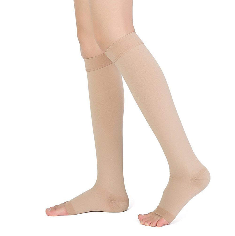 [Australia] - TOFLY® Medical Compression Stockings, 20-30 mmHg Knee High Compression Socks 3XL 20-30mmhg Open-toe Beige 