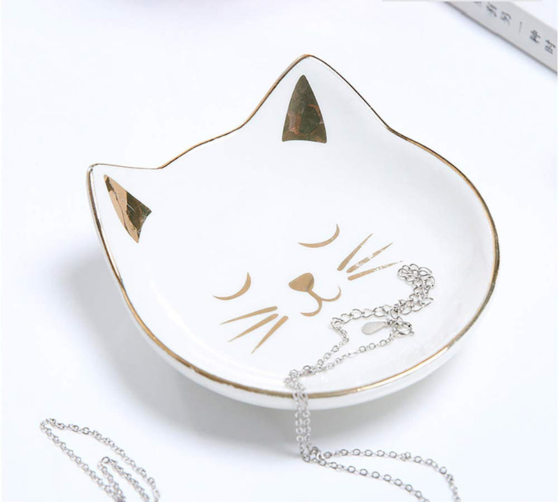 [Australia] - HEKEUOR Cat Ring Holder Ceramic Jewelry Holder for Earrings Necklace Bracelet Organizer Display Cat Jewelry Holder Dish (White Cat (Big)) White Cat (Big) 