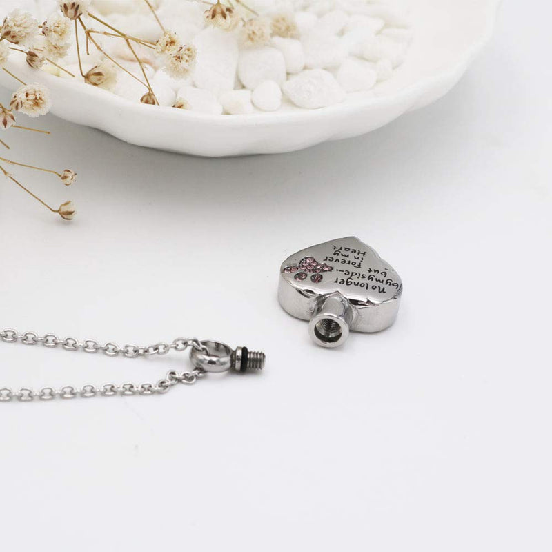 [Australia] - Fashion Pet Cremation Jewelry Stainess Steel Heart Keepsake Ashes Necklace Dog Cat Paw Memorial Urn Pendant Pink 