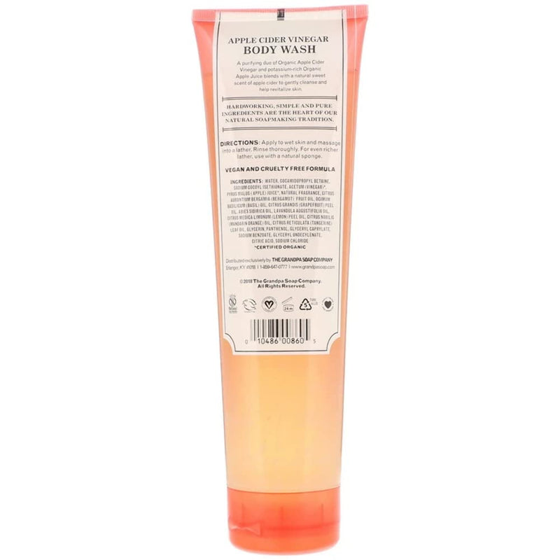 [Australia] - Apple Cider Vinegar Body Wash by The Grandpa Soap Company | Organic Apple Cider Vinegar + Organic Apple Juice | Clean, Vegan & Cruelty Free Formula | Revitalizing Body Soap | Unisex |9.5 Fl Oz Tube 