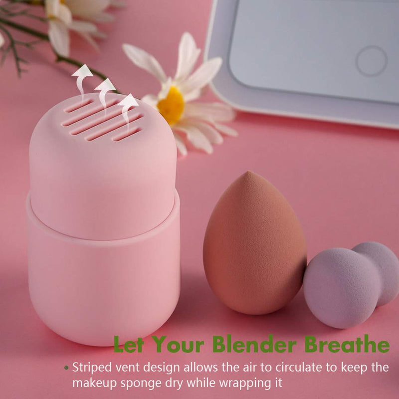 [Australia] - CORNERIA Makeup Sponge Holder - Beauty Sponge Blender Travel Case, Silcone Washable Reusable Makeup Sponge Carrying Case, Blender Holder Beauty Makeup Sponge Protective Carrying Case (Pink) 