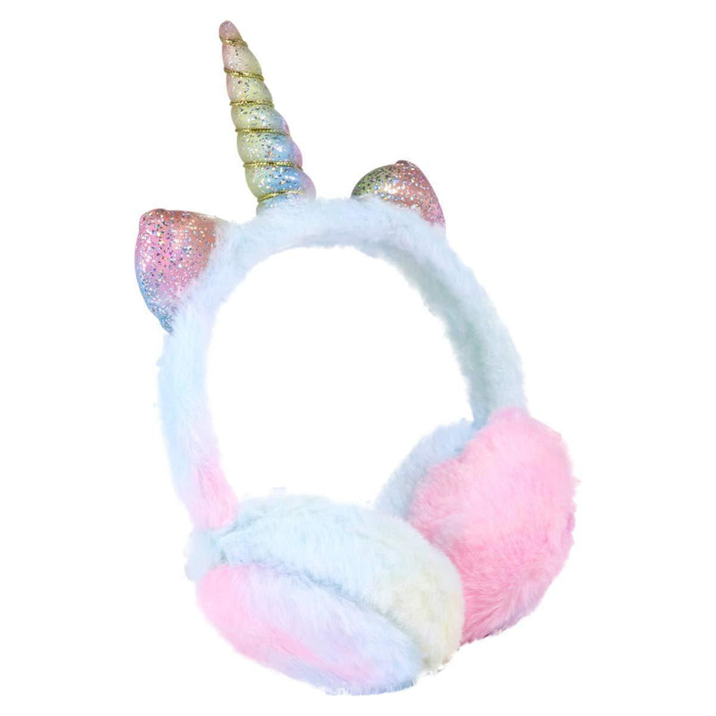 [Australia] - BESPORTBLE Kids Unicorn Earmuffs Plush Winter Ear Warmers Foldable Ear Muffs Cover for Women Kids Girls Adults Outdoor Christmas (Blue) Pink 