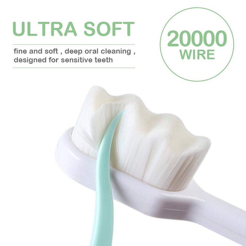 [Australia] - EasyHonor Extra Soft Toothbrush for Sensitive Gums, Micro-Nano Manual Toothbrush with 20000 Soft Floss Bristles 6 Packs(White bristles) 6 packs(white bristles) 